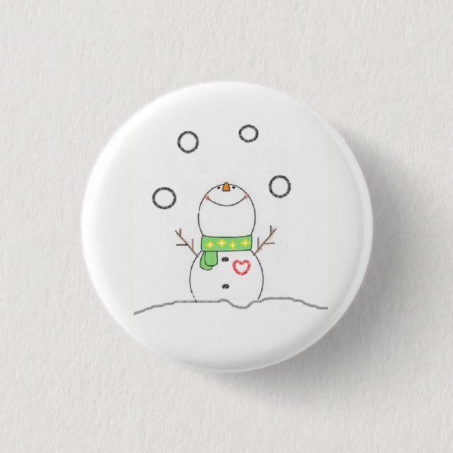 Juggling Snowman 3 Cm Round Badge (Front)