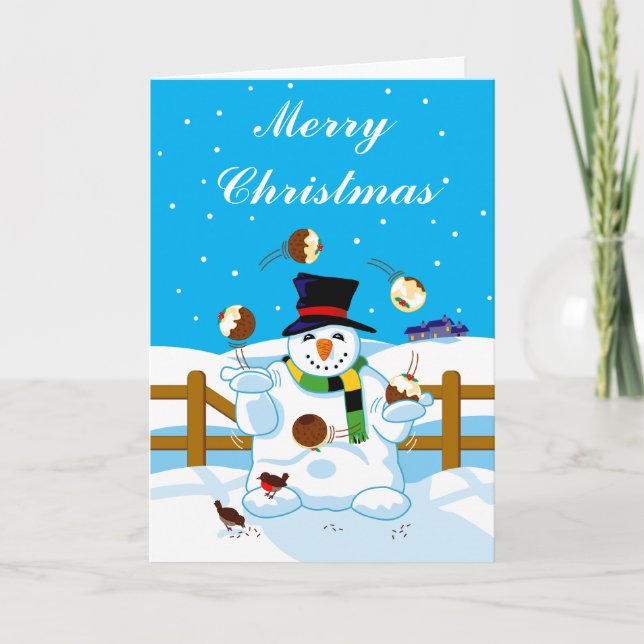 Juggling Snowman Holiday Card (Front)