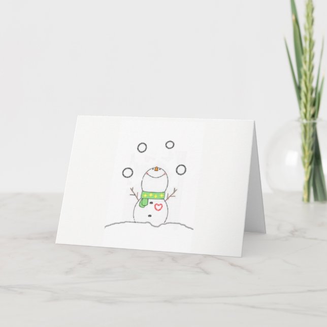 Juggling Snowman Holiday Card (Front)