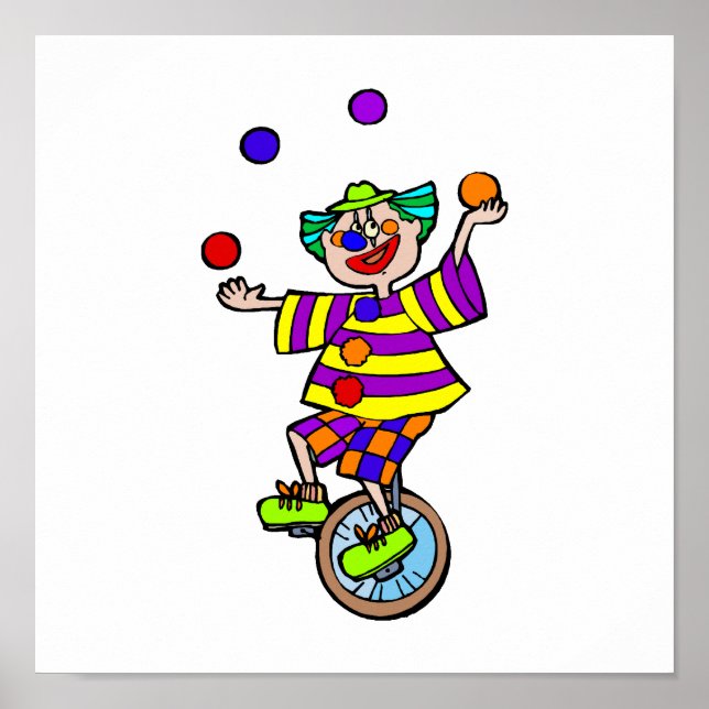 Juggling Unicycle Clown Poster (Front)
