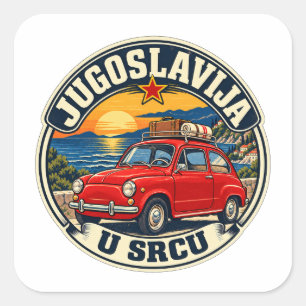 Jugoslavija U Srcu - Vintage Fico Yugoslavia Stick Square Sticker