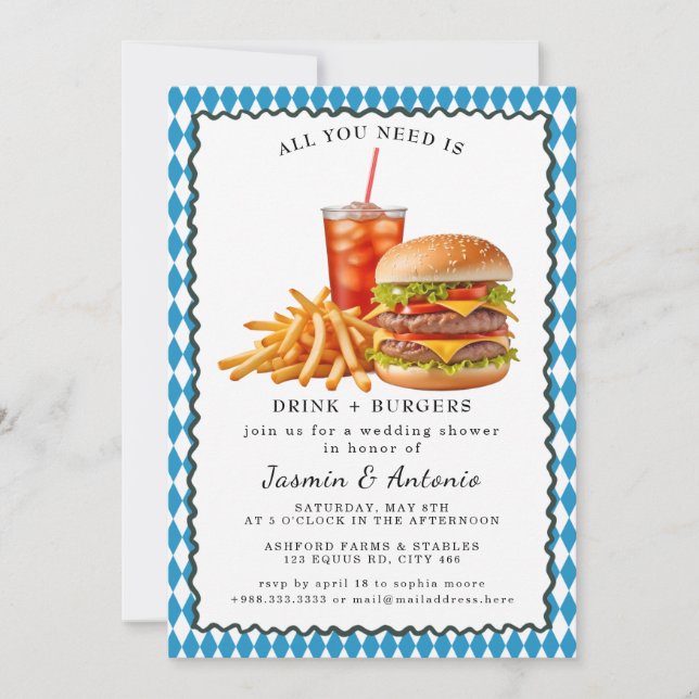 Juice and Burgers  Invitation (Front)