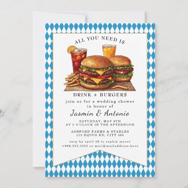 Juice and Burgers  Invitation (Front)