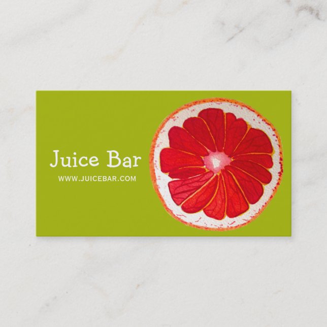 Juice Bar green health drinks business Business Card (Front)