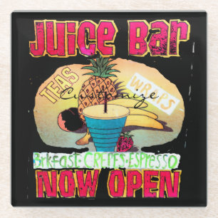 Juice Bar Sign Thunder_Cove Glass Coaster