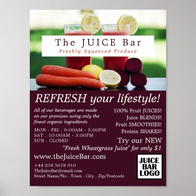 Juice Blend, Juice Bar Advertising Poster (Front)
