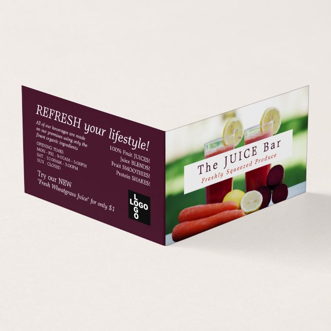 Juice Blend, Juice Bar, Detailed Business Card (Outside)