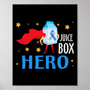 Juice Box Hero Type 1 T1d Diabetes Diabetic Awaren Poster