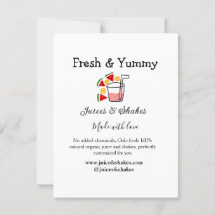 Juices & shakes restaurant business website social postcard