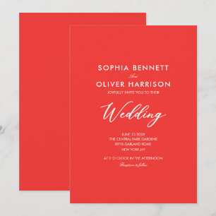 JUICIE RED SIMPLE CLASSIC WEDDING INVITE