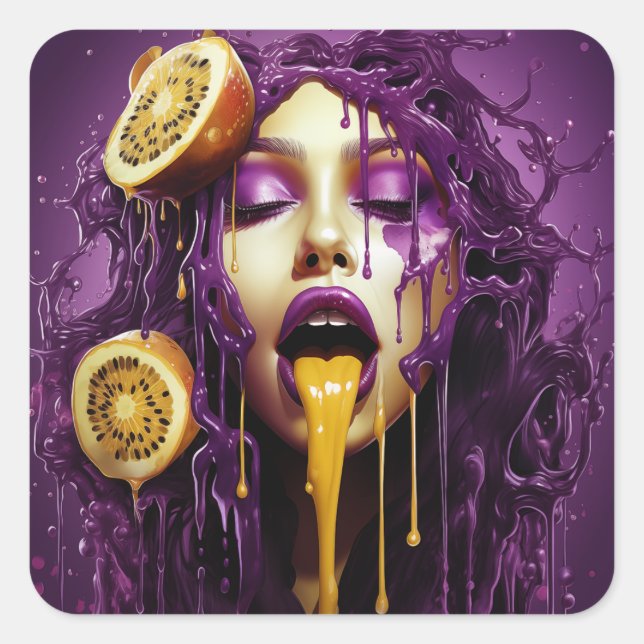 Juicified Passion Fruit Lady Square Sticker (Front)