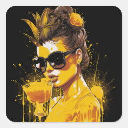 Juicified Pineapple Lady Square Sticker