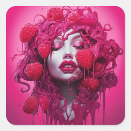 Juicified Raspberry Lady Square Sticker