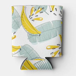 Juicy Bananas Bright Vintage Pattern Can Cooler