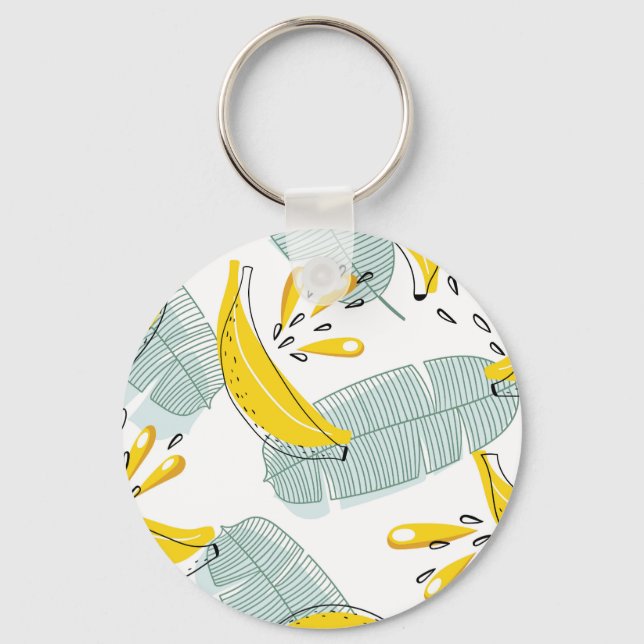 Juicy Bananas Bright Vintage Pattern Key Ring (Front)