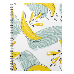 Juicy Bananas Bright Vintage Pattern Notebook
