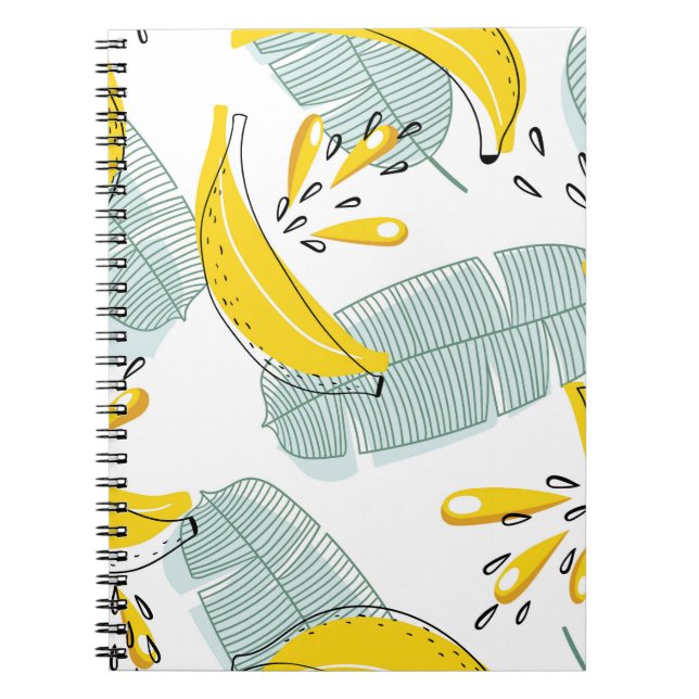 Juicy Bananas Bright Vintage Pattern Notebook (Front)