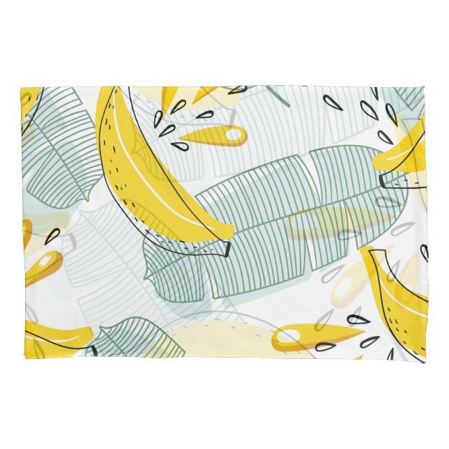 Juicy Bananas Bright Vintage Pattern Pillowcase (Front)
