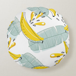 Juicy Bananas Bright Vintage Pattern Round Cushion