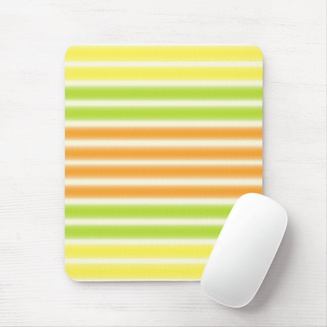 Juicy Citrus Lemon Lime And Orange Stripes Mouse Mat (With Mouse)
