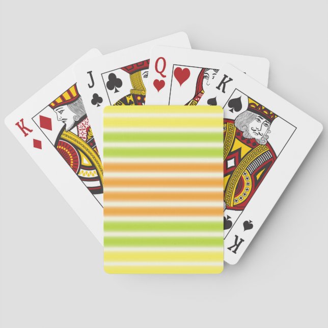 Juicy Citrus Lemon Lime And Orange Stripes Playing Cards (Back)