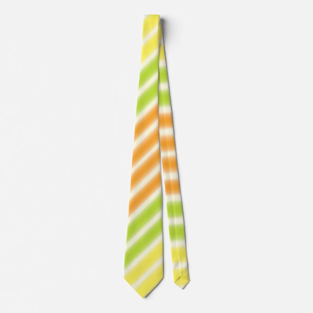 Juicy Citrus Lemon Lime And Orange Stripes Tie (Front)
