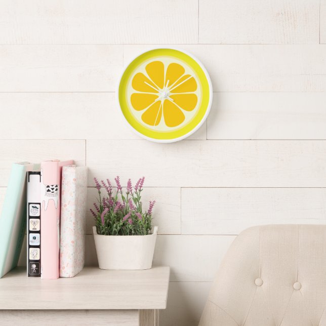 Juicy Citrus Lemon Tropical Fruit Slice Kitchen Clock (Reading Room)