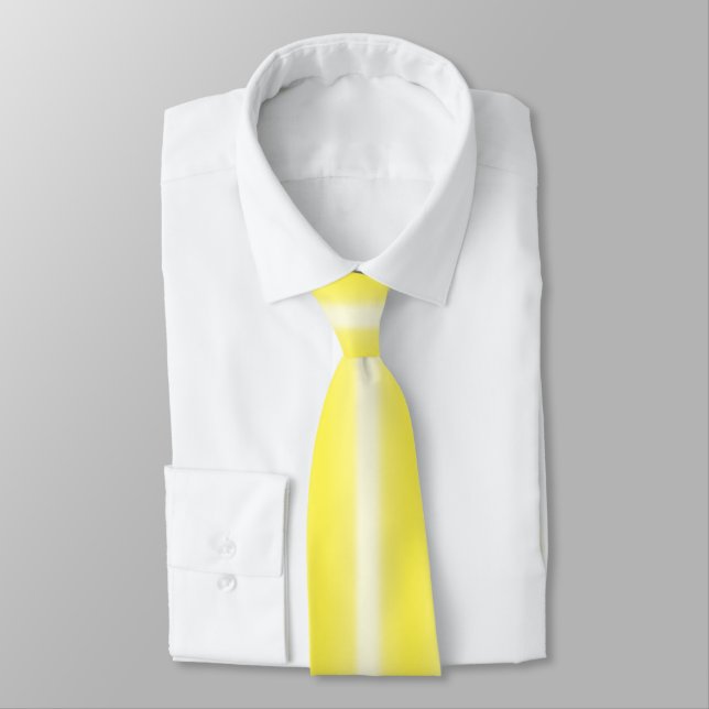 Juicy Citrus Lemon Yellow White Striped Neck Tie (Tied)