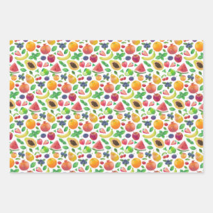 Juicy colorful fruits wrapping paper sheet