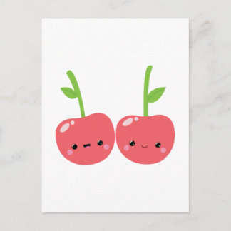 Juicy Cute Kawaii Cherries Postcard
