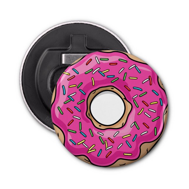 Juicy Delicious Pink Sprinkled Doughnut Bottle Opener (Front)