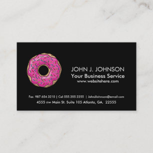 Juicy Delicious Pink Sprinkled Doughnut Business Card