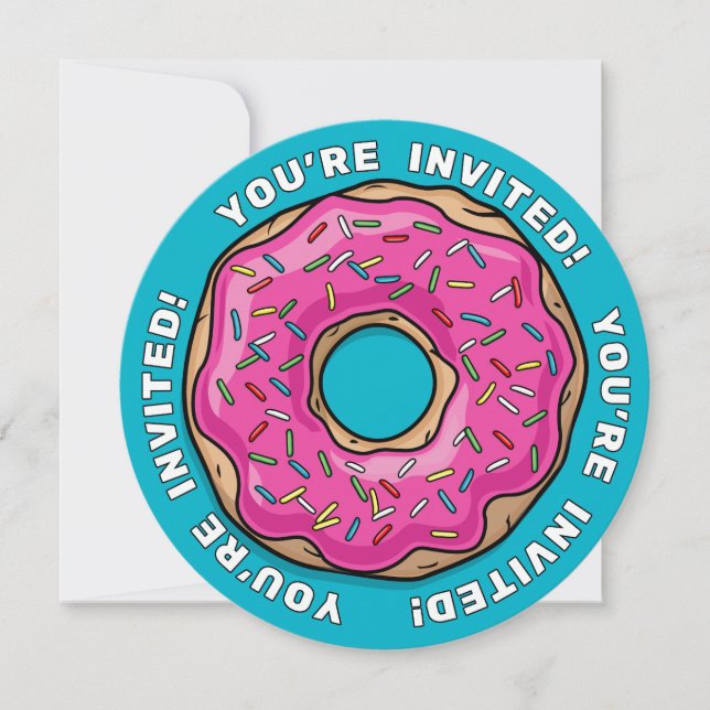 Juicy Delicious Pink Sprinkled Doughnut Invitation (Front)