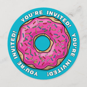 Juicy Delicious Pink Sprinkled Doughnut Invitation