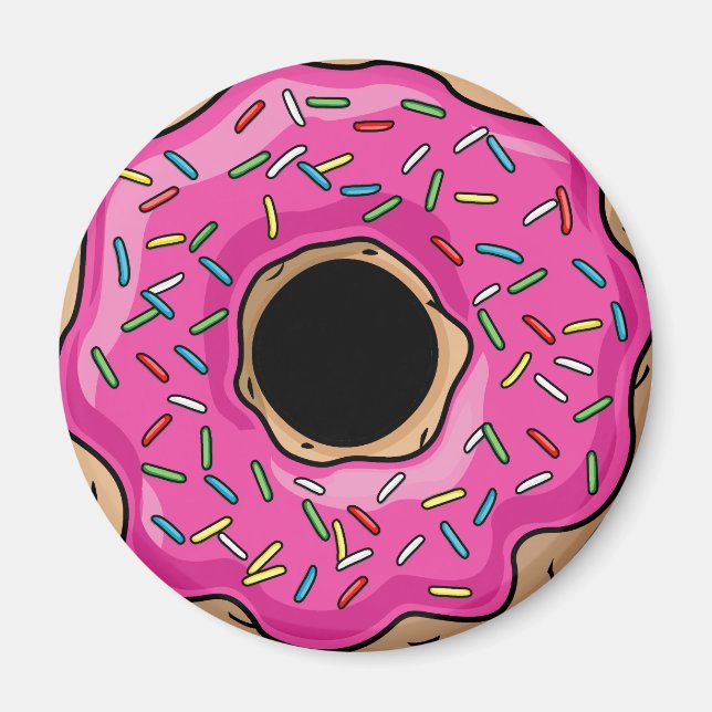 Juicy Delicious Pink Sprinkled Doughnut Magnet (Front)