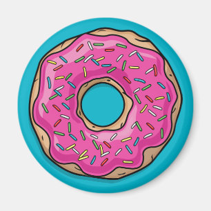 Juicy Delicious Pink Sprinkled Doughnut Magnet