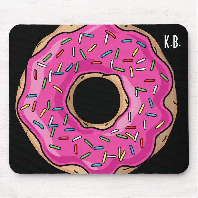 Juicy Delicious Pink Sprinkled Doughnut Mouse Mat (Front)