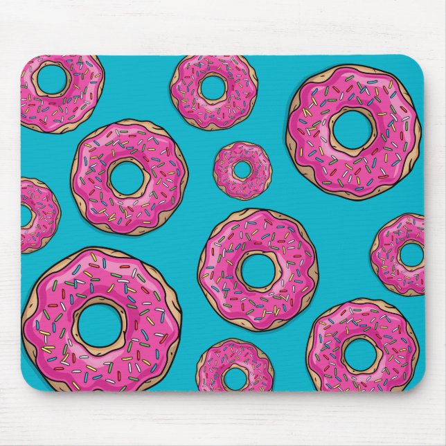 Juicy Delicious Pink Sprinkled Doughnut Mouse Mat (Front)