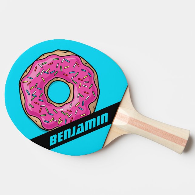 Juicy Delicious Pink Sprinkled Doughnut Ping Pong Paddle (Side)
