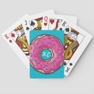 Juicy Delicious Pink Sprinkled Doughnut Playing Cards