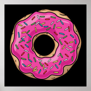 Juicy Delicious Pink Sprinkled Doughnut Poster