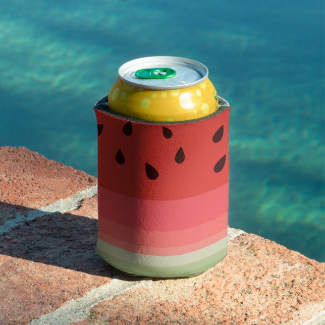 Juicy Delicious Ripe Watermelon With Seeds Design Can Cooler (In Situ Pool)