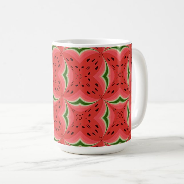Juicy Delicious Ripe Watermelon With Seeds Design Coffee Mug (Front Right)