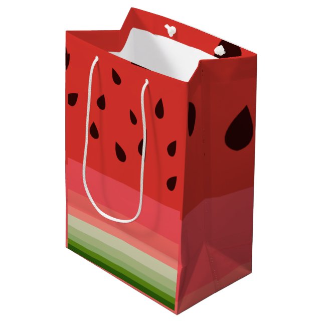 Juicy Delicious Ripe Watermelon With Seeds Design Medium Gift Bag (Front Angled)