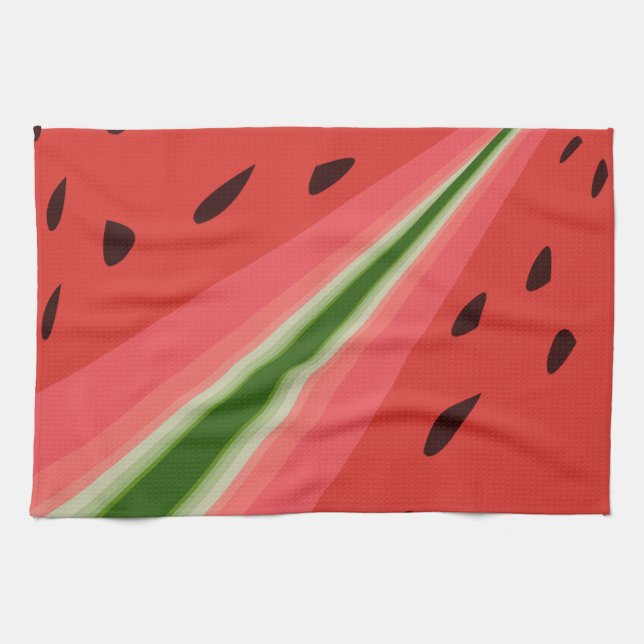 Juicy Delicious Ripe Watermelon With Seeds Design Tea Towel (Horizontal)