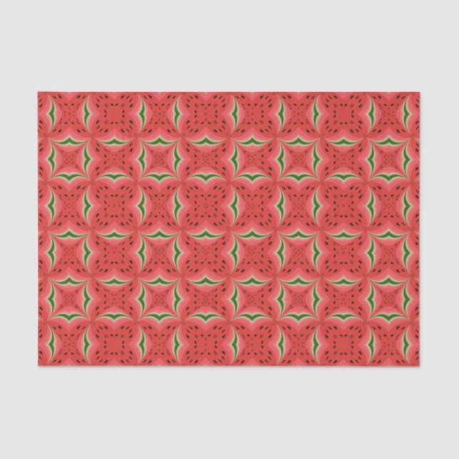 Juicy Delicious Ripe Watermelon With Seeds Design Tissue Paper (Front)