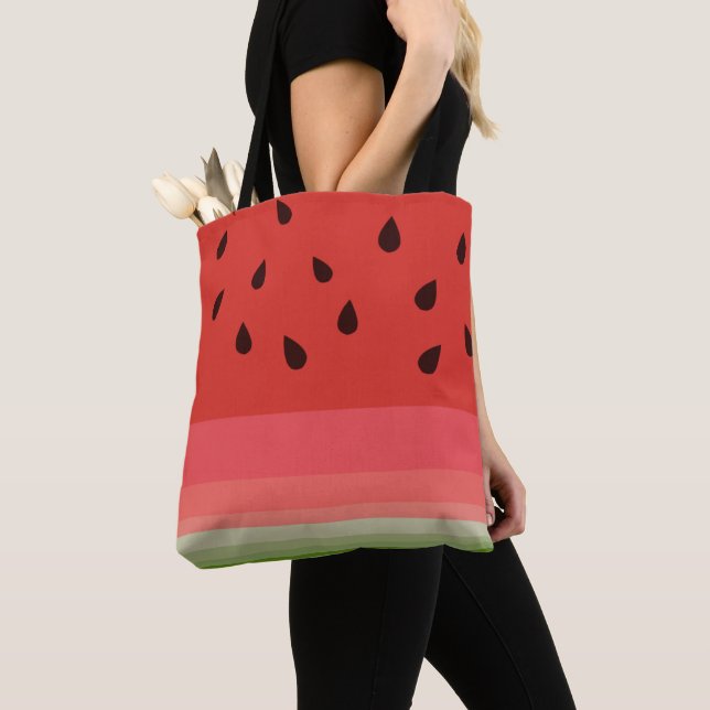 Juicy Delicious Ripe Watermelon With Seeds Design Tote Bag (Close Up)
