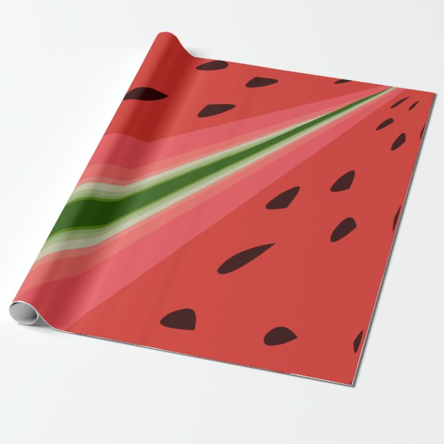 Juicy Delicious Ripe Watermelon With Seeds Design Wrapping Paper (Unrolled)