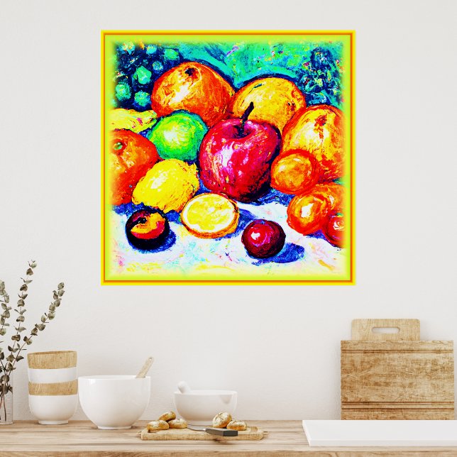 Juicy Delights Fruits. Buy Now Poster (Kitchen)