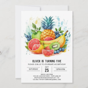 Juicy Editable Boho Fruits Birthday  Invitation